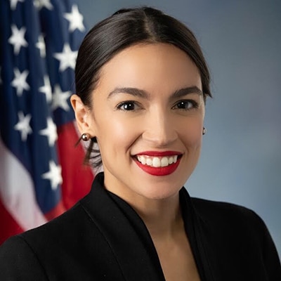 Alexandria Ocasio-Cortez biography portrait.